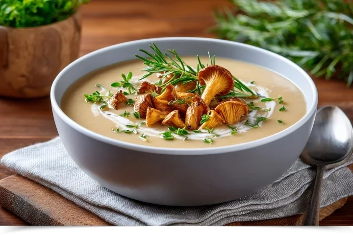 Erdäpfelcremesuppe mit Eierschwammerl